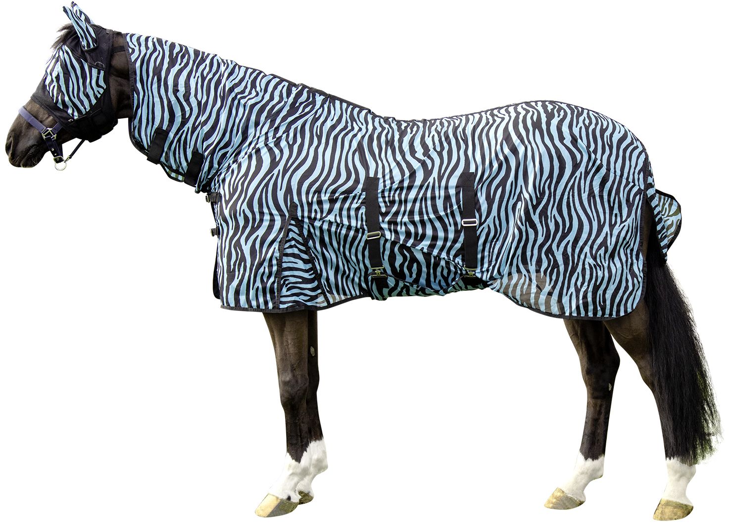 Попона антимоскітна з капором Zebra Aqua від HKM Попона антимоскітна з капором Zebra Aqua від HKM