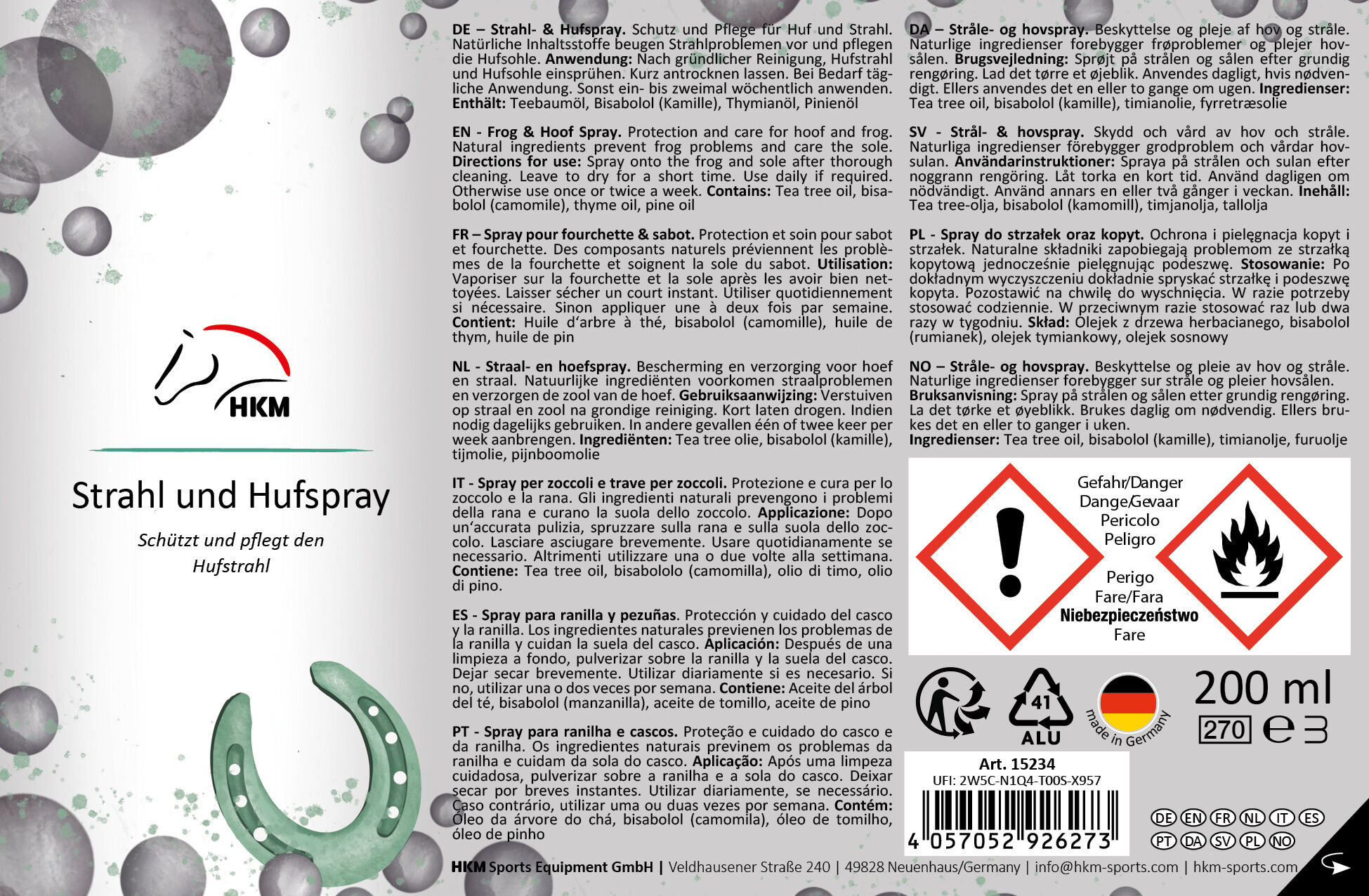 Засіб по догляду за стрілкою та копитом від HKM, 200 мл Засіб по догляду за стрілкою та копитом від HKM, 200 мл
